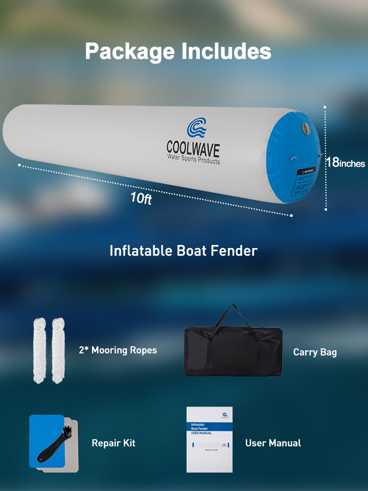 10' x 24"/18"  Inflatable Boat Bumper Fenders ,Blue