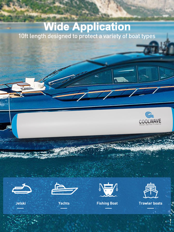 10' x 24"/18"  Inflatable Boat Bumper Fenders ,Blue