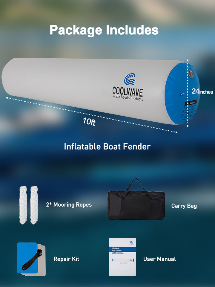 10' x 24"/18"  Inflatable Boat Bumper Fenders ,Blue