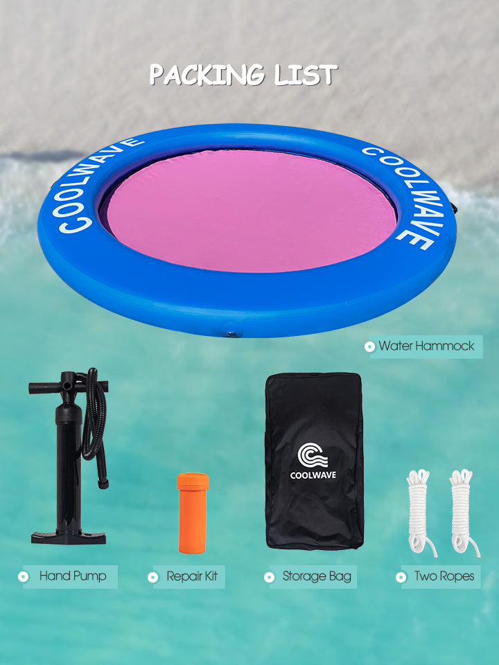 Inflatable Water Hammock 8ft, Blue/Pink