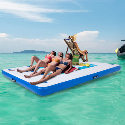 COOLWAVE Inflatable Floating Docks for Lake 8×6 ft, Blue/Green