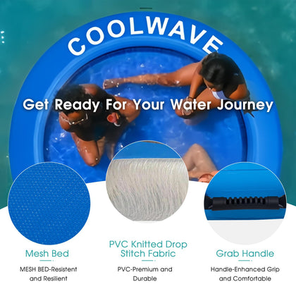 COOLWAVE Inflatable Water Hammock Floating Dock 8×8 ft, Blue/Pink